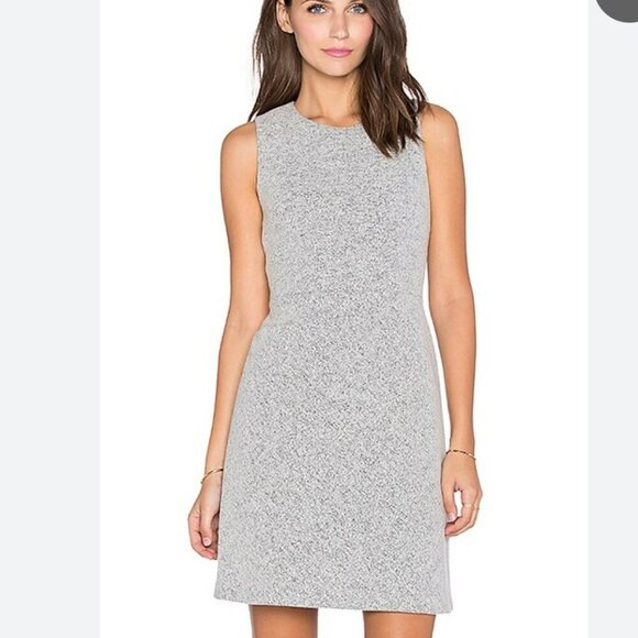 Theory Raneid K Sheath Dress Women 10 Light Heather Gray Wool Knit Sleeveless - Picture 1 of 8